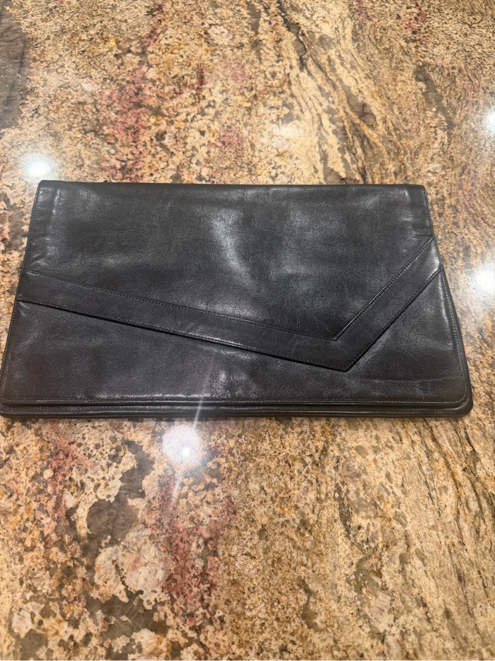 Very vintage 1960/1970’s Black Leather Envelope Clutch